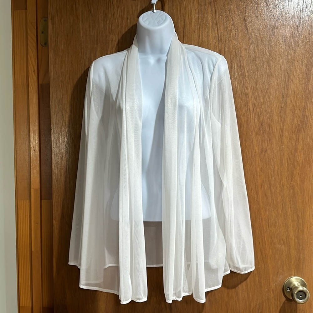 Lightweight White Sheer Open-Front Jacket